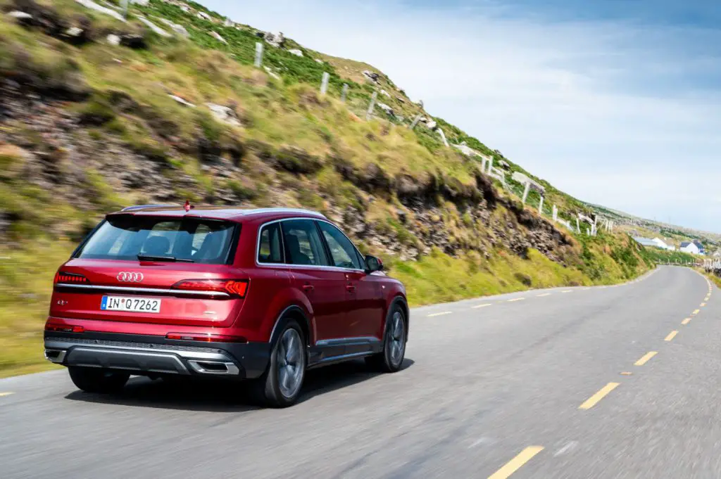 Audi Q7 driving, rear view