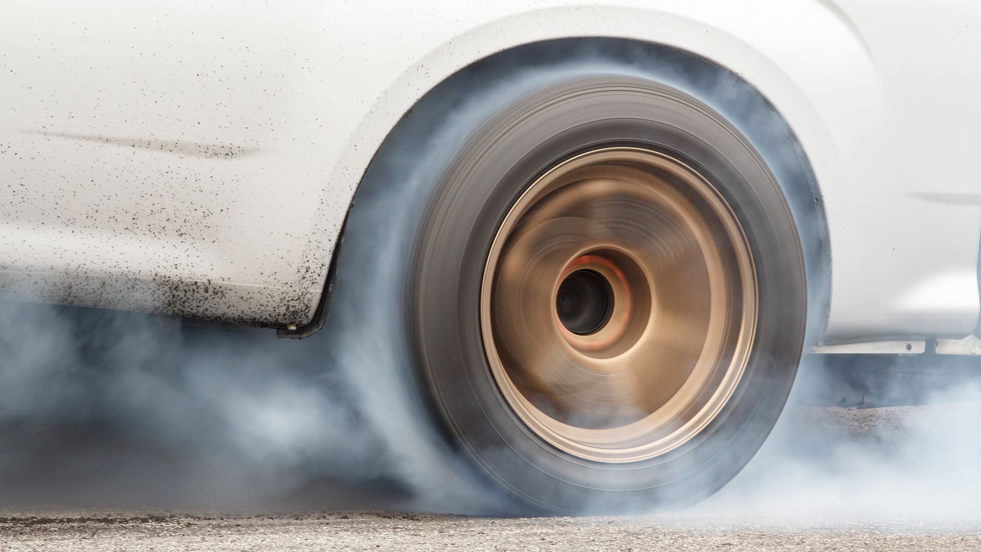 Burning rubber car tire