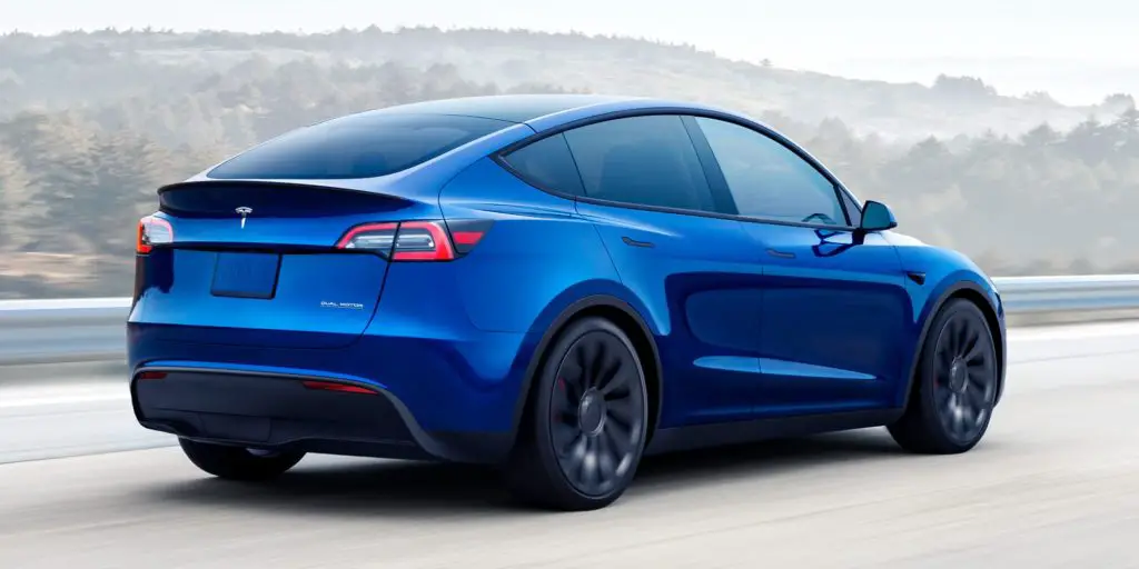 tesla model y rear 3/4 view