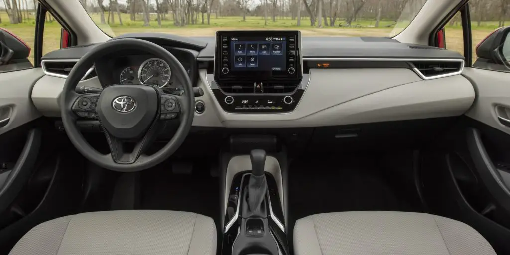 Toyota corolla sedan interior view